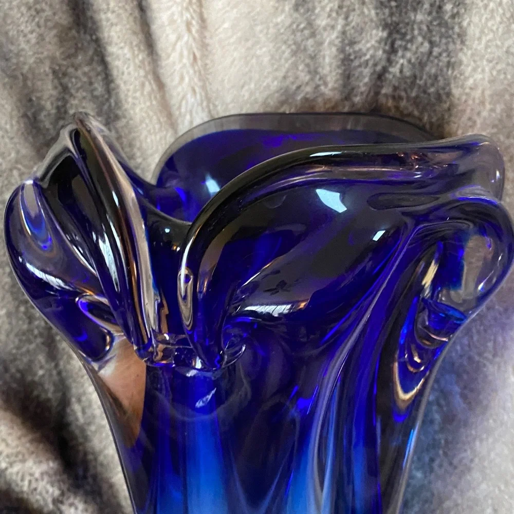 Stunning Very Heavy Multi Color Murano Style Vintage Large Vase - Picture 10 of 16
